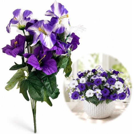 Fleurs artificielles d'extérieur - Pétunias artificiels pour la décoration printemps/été (1/5)