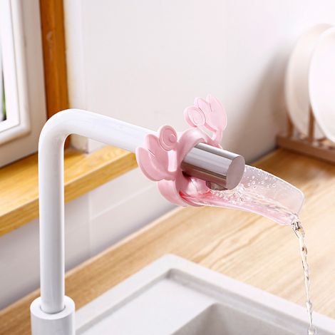 Rallonge de robinet de salle de bain pour enfants, en forme de crabe de dessin animé, accessoire pour bec, rose. (1/5)