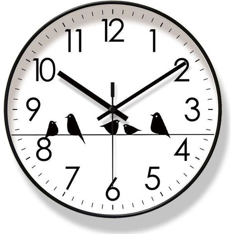 Horloge murale oiseau (20 cm), horloge silencieuse, décoration murale minimaliste, cadeau original (1/5)