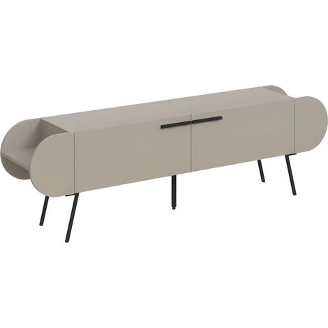 Mobile Porta TV 2 Ante a Ribalta Beige Moderno Vani a Giorno Laterali
