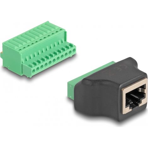 Delock Adaptador de RJ50 hembra a bloque de terminales con pulsador