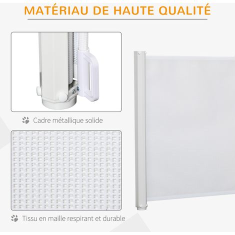 Barrière de sécurité chien barrière rétractable automatique barrière escaliers couloirs portes 115 x 82,5 m teslin acier blanc (1/5)