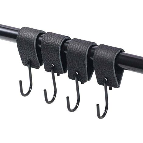 Set mit 12 S-förmigen Haken aus Leder und Edelstahl 304, ideal zum Aufhängen von Tassen, Servietten und Kleidung – Küche und Haushalt – KZQ