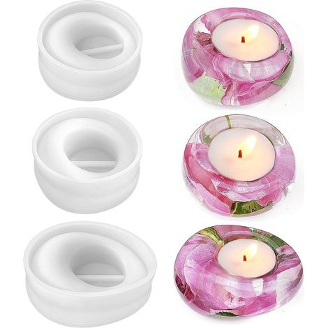 Set de 3 Moules à Bougie en Silicone pour Bougeoir, Moules de Moulage en Résine Époxy DIY, moule bougeoir resine epoxy, Création de Chandeliers Décoratifs, pour Décoration Maison et Fêtes (1/5)