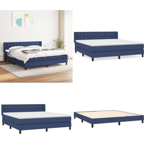 Boxspringbett mit Matratze Blau 160x200 cm Stoff - Boxspringbett - Doppelbett - Schlafraum - Blau - Bettauflage - Home & Living (1/5)