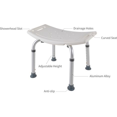 Banc de douche de salle de bain, tabouret de baignoire à hauteur réglable, siège de bain léger, chaise antidérapante pour femmes enceintes handicapées et âgées (1/5)