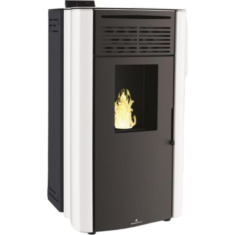 Poêle à granulés option canalisable - BRONPI Coral NC 14 kW Blanc - Sans KIT de canalisation (1/2)