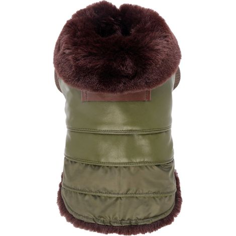 20 cm: Giubbotto imbottito impermeabile in nylon e finta pelle modello Oak per cani