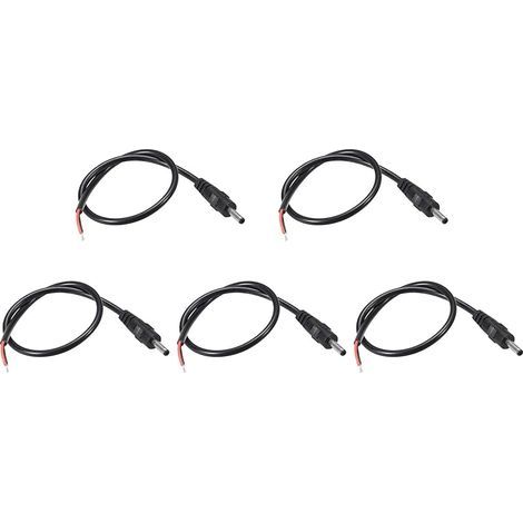 DC Alimentation Câble DC Alimentation Cordon Mâle Connecteurs DC Pigtail Adaptateur Baril Jack Prise Fil [pour CCTV DVR LED Bande Lumière] - 3,5 mm x 1,35 mm/ 1A/Noir/5pcs (1/5)