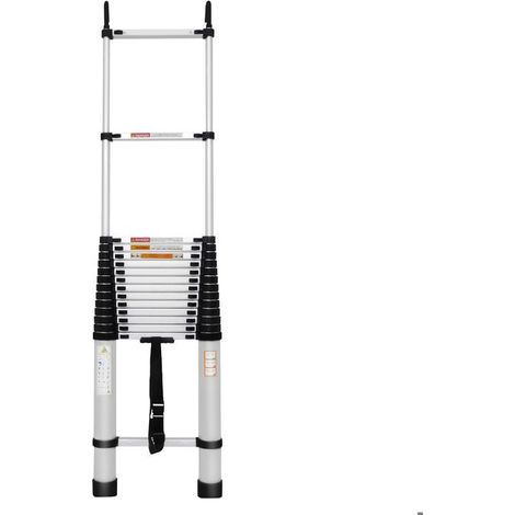Échelle droite 6,2m aluminium antidérapante, 2 crochets inclus, pliage compact, capacité de charge max 150kg