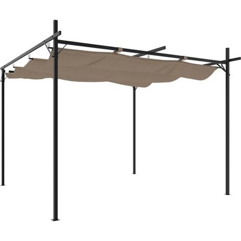 Pergola à toit rétractable, gris-brun, 295 x 292 x 230 cm (1/2)
