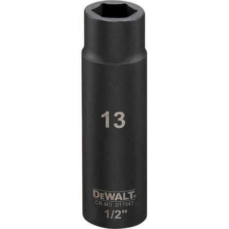DEWALT DT7547-QZ CLÉ À DOUILLE LONGUE 13 MM 1/2 RÉSISTANTE AUX CHOCS NOIR/JAUNE (1/2)
