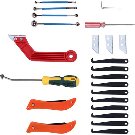Outil déjointoyage joint carrelage poignée antidérapante lames amovibles kit nettoyage mur sol ABS 1 racloir 1 scie 2 scies 4 billes 1 tournevis 10 lames courtes 3 lames 1 clé (1/5)