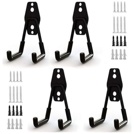 4pcs Crochet de Rangement de Garage en Acier,Stockage outils garage Crochets avec Revêtement Anti-Dérapant Support Lourd pour Accrocher les échelles/vélos/outils de jardin/Cordages (1/5)