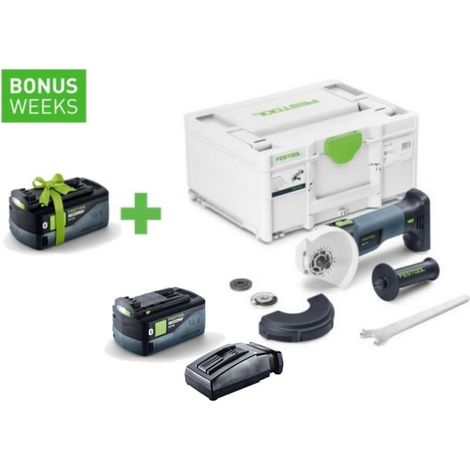 FESTOOL Akku-Winkelschleifer AGC 18-125 EB-Basic + Akkupack BP 18 Li 5,0 HP-ASI + TCL 6 - 578367A (1/4)