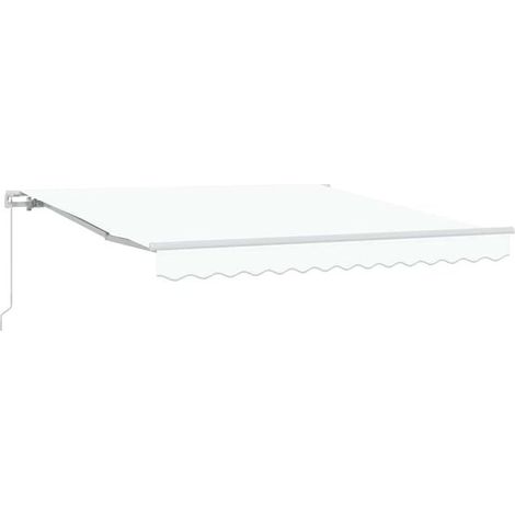 Store banne rétractable blanc, 350 x 250 cm, en polyester et aluminium. (1/5)