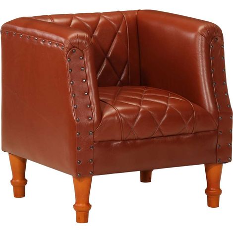 Fauteuil Relax Fauteuil Salon - Marron Cuir véritable de chèvre BV354369 - BonneVie (1/5)