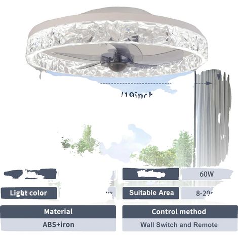 Ventilador de techo, mando a distancia, luz regulable, blanco. (1/2)