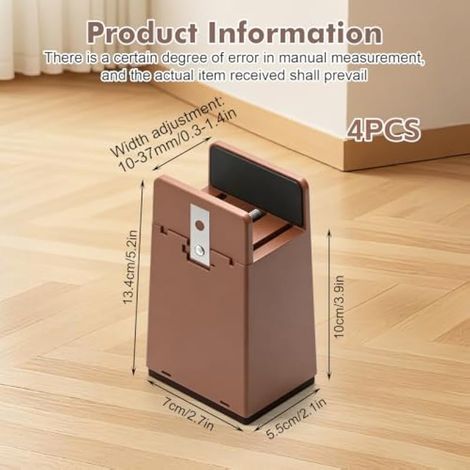 Lot de 4 rehausseurs de meubles réglables de 10 cm - Pieds de rehausseur de table - Rehausseur de chaise de lit - Rehausseur de table - Rehausseur de lit pour 10 à 37 mm de large - Carrés (1/4)