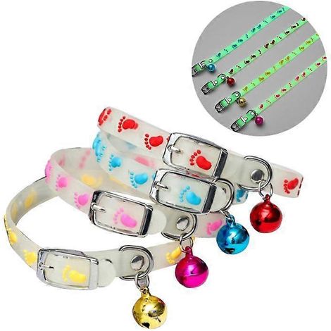 Chats et chiens collier réglable sécurité promenade nocturne lumière lumineuse anneau cou phosphorescent. (1/4)