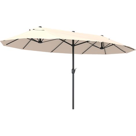 XXL Sonnenschirm mit Handkurbel wetterbeständig 455 cm x 270 cm x 240 cm Stahl Polyester Beige