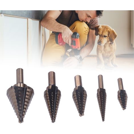 Boîte à outils de perçage en aluminium 5 pièces, foret étagé, foret pagode, outil de perçage multifonctionnel conforme aux normes britanniques (1/5)