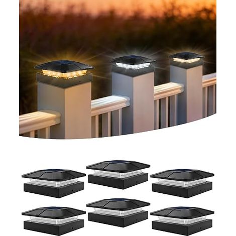 Lampe Solaire Poteau 10x10cm 3000K-6000K LED Étanche (1/5)
