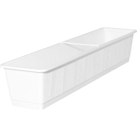 Geli – Jardinière STANDARD aspect bois – Blanc, plastique, L 80 x l 17,5 x H 14,5 cm, avec une traverse