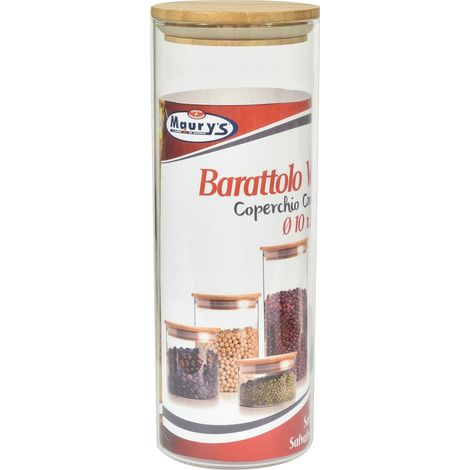 MAURY'S BARATTOLO CUCINA IN VETRO TAPPO ERMETICO BAMBOO 10 X H28 CM