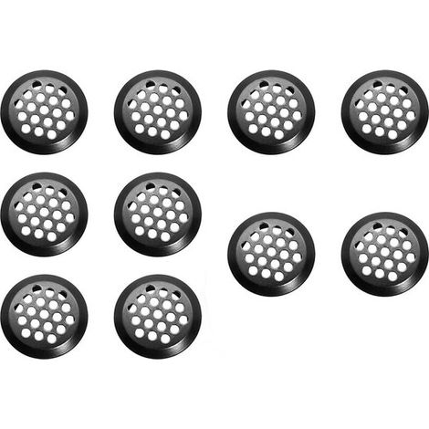 Abertura de ventilación de acero inoxidable de 10 piezas, Material: acero inoxidable, 6,4 x 5,3 x 1 cm, cocinas, zapateros, Negro (1/5)