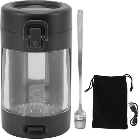 Coffret de rangement pour cigarettes transparent avec couvercle lumineux LED et loupe, pot hermétique noir portable avec cuillère intégrée