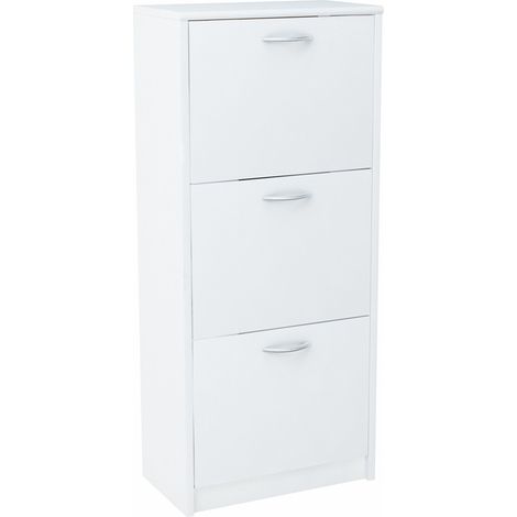 Armoire à Chaussures - 3 Portes - 116x50x28cm - Blanc (1/4)