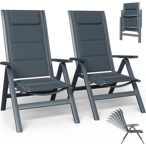 Chaise longue 2 pièces, 7 positions réglables, chaise d'extérieur, capacité de charge de 180 kg, dossier haut, idéale pour les jardins et les patios (1/5)