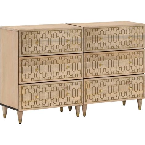 Beistellschränke 2 Stk. 60x33x75 cm Massivholz Mango