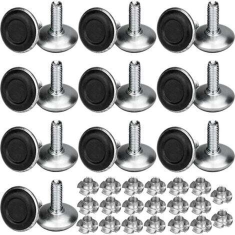 Lot de 20 pieds de meuble réglables en métal M8 x 20 mm, pieds de nivellement pour table avec écrous fraisés (1/4)