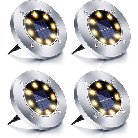 LED-Solarstraßenleuchte, Solargartenleuchte, Solarrasenleuchte, wasserdicht, warmweißes Licht, 4 Stück (1/5)