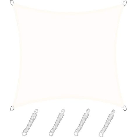 Voile d'ombrage Rectangulaire Carré 3x3m Color Crème,Toile Imperméable Une Protection des Rayons UV à 95%, pour en Plein air, Jardin & terrasse, Piscine (1/4)