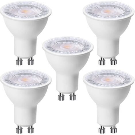 Lot de 5 ampoules LED GU10 6 W (équivalent à 60 W), Blanc Chaud 3000K 500 lumens, Ampoule led gu10 120° Larges Faisceaux, Spot Encastré sans Scintillements, Non-Dimmable [Classe énergétique F] (1/5)
