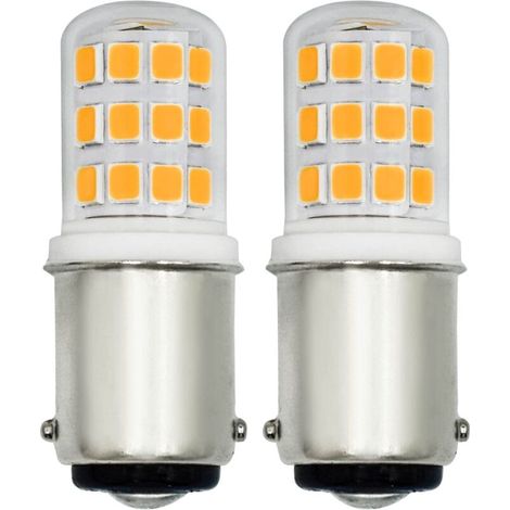 Lot de 2 petites ampoules LED 3 W B15 avec culot à baïonnette SBC - Double connexion - Remplacement pour 15 W-30 W BA15D AC230 V - Blanc chaud 3000 K - Lampe de chevet pour machine à coudre - [Classe