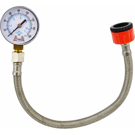 Awtools Set de Control de Presión para Instalaciones de Agua, herramienta profesional para medir la presión en sistemas hidráulicos, incluye manómetro y accesorios.