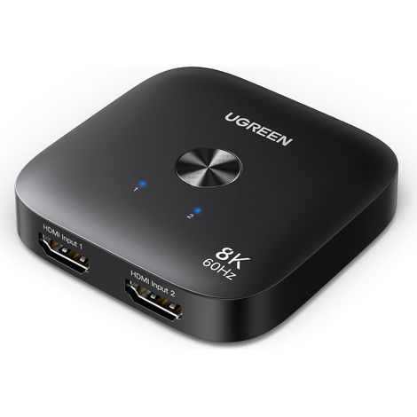 Switch HDMI 8K 60Hz 4K 240Hz 2 Entrées 1 Sortie Commutateur HDMI Résolution Supporte HDR VRR Dolby Atmos Compatible avec PC PS5 PS4 Switch 2 Xbox One Série X TV Box Projecteur Moniteur (1/5)