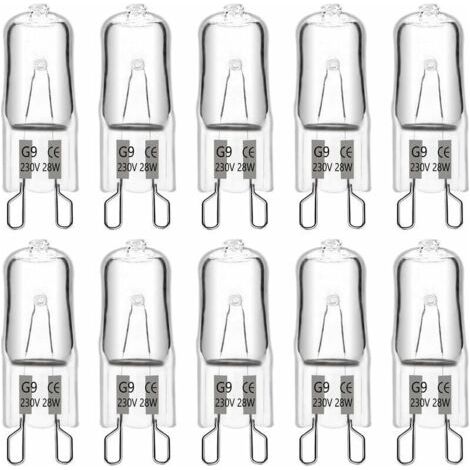 Bulbes G9 28 W 230 V, 370 lm 2700 K blanc variable, ampoules à capsule G9, pour lustres, éclairages de paysage, appliques murales, éclairage d'armoire, lot de 10 (1/5)