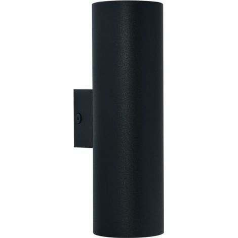 Applique murale LED 2 spots GU10 50 W, aluminium noir, design cylindrique, IP20, pour intérieur, éclaire vers le haut et le bas (1/5)
