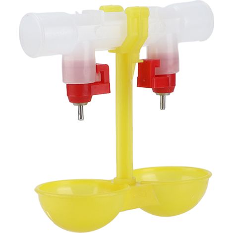 Abreuvoir automatique à double tétine pour volailles, avec coupelles suspendues et tuyau de 1/2 pouce. (1/5)