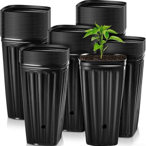 Lot de 10 grands pots d'arbre en plastique de 20 cm pour pépinière - Pots pour plantes de jardin d'intérieur et d'extérieur (10 pièces) (1/5)