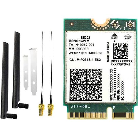 Carte WiFi7 BE202 + 2 antennes 8DB 2,4/5/6 GHz tri-bande 5374M Gigabit, carte réseau WiFi sans fil Bluetooth 5.4 (1/5)