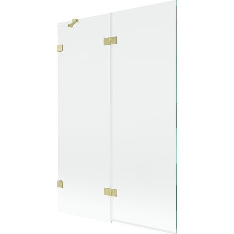 Mexen Lunar Duschwand 2-flügelig links 120 x 150 cm, transparent, gebürstetes Gold - 897-120-100-55-00-L