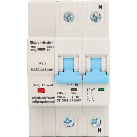 Disjoncteur Wifi 2P DIN Rail, télécommande, commutateur intelligent avec fonction de retardement de synchronisation, AC230V 32A (1/5)