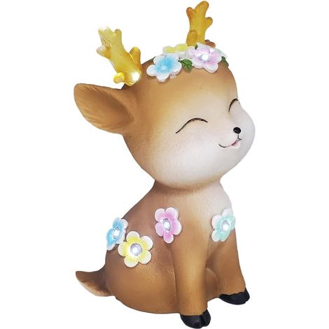 Figurine Cerf en Résine pour déco Jardin Extérieur 28cm  Lampe LED Cerf en Résine 28cm pour déco Jardin Extérieur Automatique (1/5)