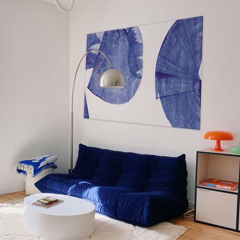 Tableau tourbillon et connexion bleu en toile imprimée, 120x80 cm (1/5)